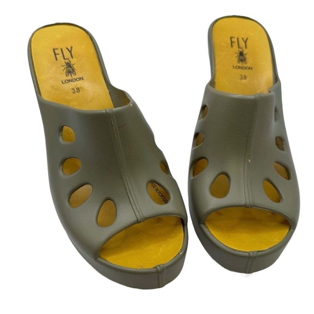 Fly London Women's Olive Green Slide Sandals Size 7.5